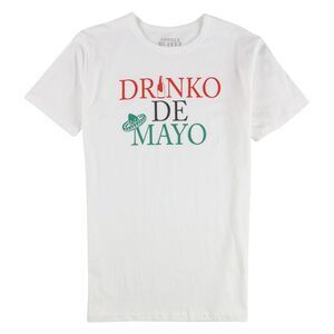 Gorilla Buffet Womens Drinko De Mayo Graphic T-Shirt, White, NWT